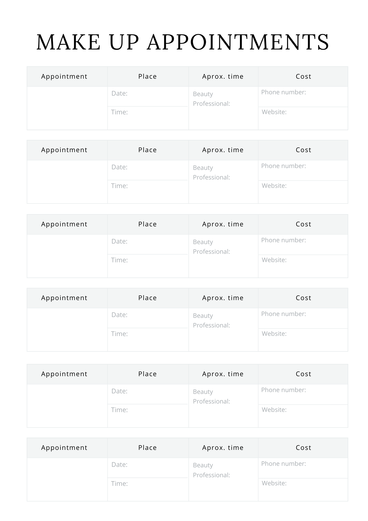 Self Care Planner