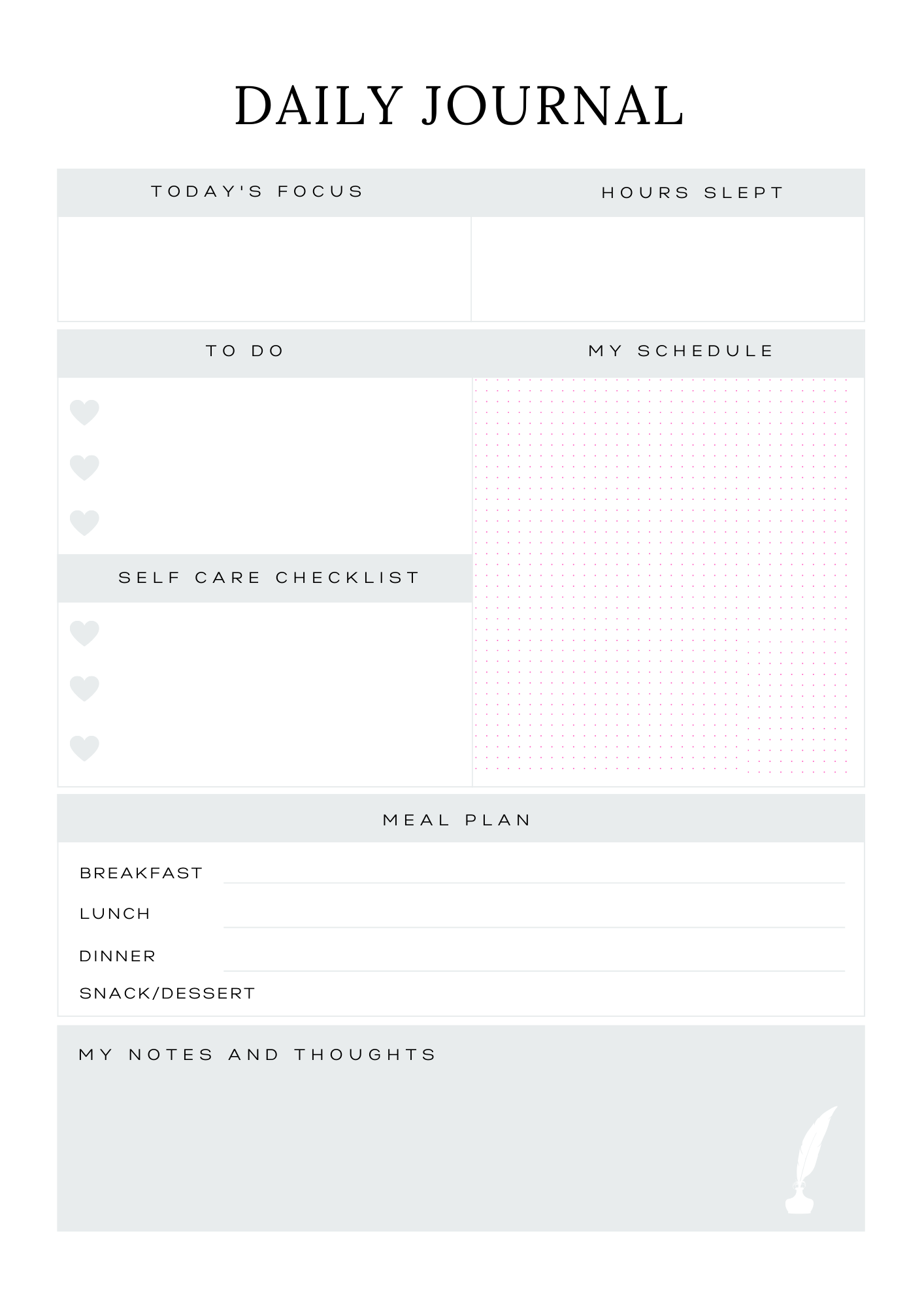 Self Care Planner