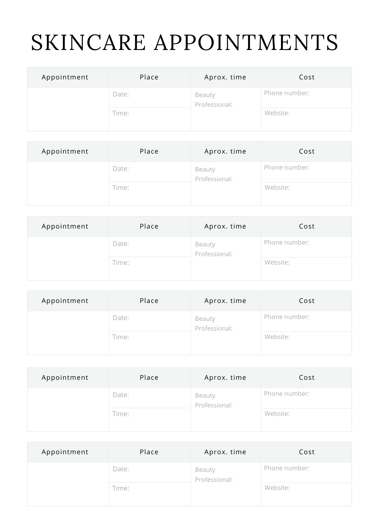 Self Care Planner